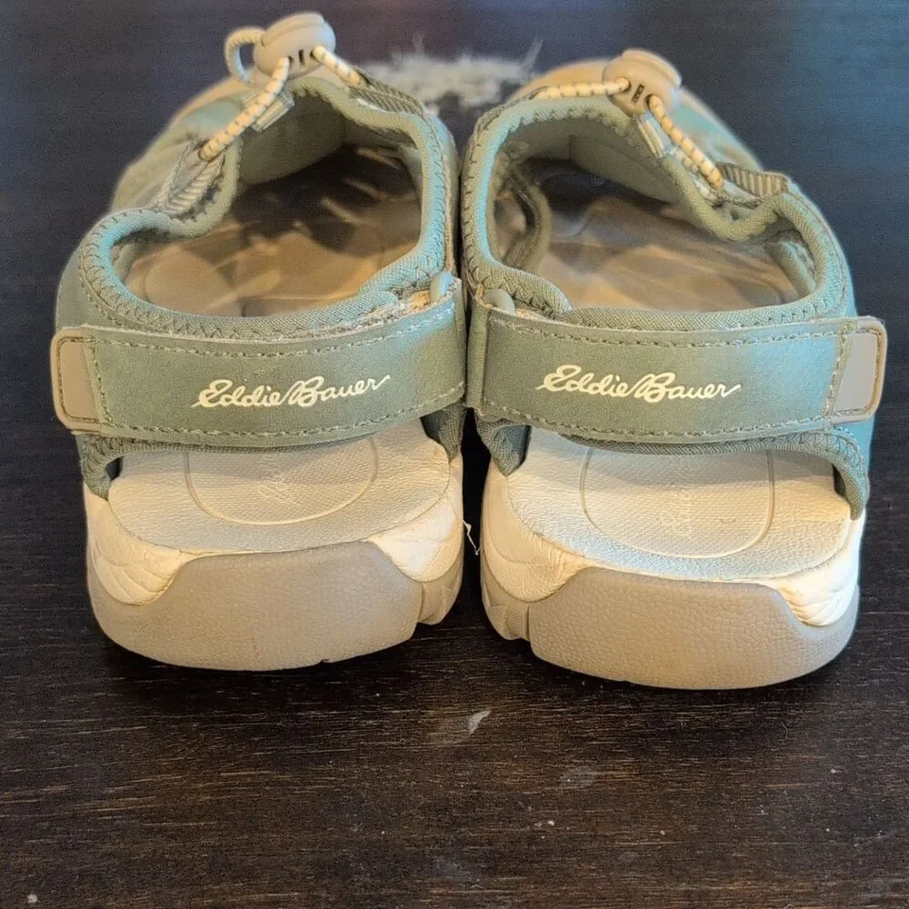 Eddie Bauer Women’s Fisherman Sandal Drawstring hiking Solid Green/White 8